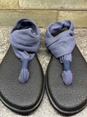 Sanuk Navy Fabric Yoga Sling Sandals Women’s Size 9